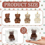 50 Pcs Bear Candles Baby Shower Favors,Light Brown, Brown, White - Image 2