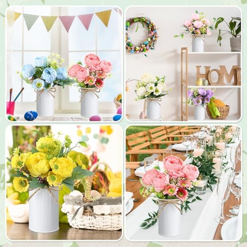 Wavwavw 6 Pcs Floral Table Centerpieces Artificial Peonies Flower with Vase - Image 6