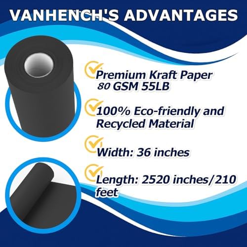 Vanhench 36" x 2520" (210') Black Wrapping Paper Roll - Image 2