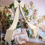 Wavwavw Christmas Giant Satin Bow Decor Cream White Big Bow, 75 x 18 Inches - Image 4