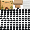 100PCS Wood Place Card Holders with Cards & Self-Adhesive, Pine Wooden Semicircular Design Table Number Name Card Stands for Wedding Baby Shower Birthday Party Menu Cafe (100, Black) by Rolinb