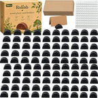 100PCS Wood Place Card Holders with Cards & Self-Adhesive, Pine Wooden Semicircular Design Table Number Name Card Stands for Wedding Baby Shower Birthday Party Menu Cafe (100, Black) by Rolinb