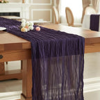 8 Pack Dark Purple Cheesecloth Table Runner 120 Inch Boho Wedding Decor - Image 7