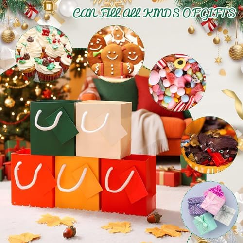 Zhehao 50 Pack Mini Gift Bags Bulk with Handles and Tags,Christmas Color - Image 5