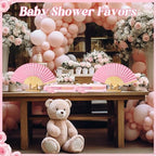 Threehoney 25 Set Baby Shower Favors for Guests, Folding Paper Fans, Pink - Image 6
