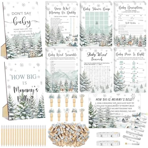 Funnymoom 426 Pcs Winter Baby Shower Games Set, 8 Activities Bingo by Funnymoom