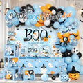 A Little Boo Is Almost Due Baby Shower Decorations - Blue Halloween Baby Shower Decorations for Boy Includes Plates,Napkins,Banner,Balloon Arch for Halloween Birthday Party by Unknown