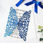 Hosmsua 50PCS Laser Cut Wedding Invitation Cards with Bowknot and Envelopes 5.12 x 7.3''Lace Rose invitation for Sweet 16 Bridal Shower Wedding Invite (Royal Blue Glitter) - Image 5