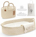 Baby Changing Basket Includes Diaper Caddy - Soft & Waterproof Dual-Cover, Portable, Changing Pad for Dresser & Changing Table, Gift for Baby Shower, Organic Cotton Rope by JJOOBabyCo