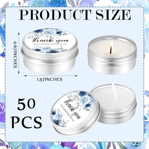 MTLEE 50 Pcs Wedding Candles Gift Favors for Guests 1 oz, Blue Rose - Image 5