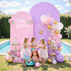 Mermaid Arch Backdrop Cover Sets of 2-7.2ft 6ft Two Tone Pink&Purple Arch Covers-Wrinkle Free Stretchy Spandex Fitted Chiara Pastel Arch Stand Cover for Birthday Unicorn Party Baby Shower Decor - Image 3