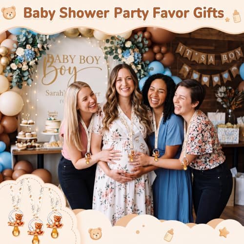 Coume 60 Pcs Baby Shower Pacifiers Necklace Cute Bear Bottle Acrylic Pacifiers Necklaces for Baby Shower Games Guests Gender Reveal Party Favors Prize Decorations DIY (Brown,Cute) - Image 6