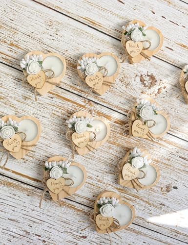 50 Pcs Wooden TeaLight Set with Heart Candle Holder for Wedding Favors for Guests, Christmas Party Favors, Birthday Party Favors, Return Favors, Bridal Shower Favors.(50 pieces) - Image 3