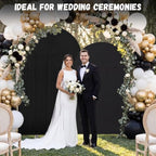 2 Set Wedding Arch Cover Black Ripple & Solid Stretchy Backdrop Cover - Image 5