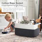 Goodpick 75L Extra Large Woven Rope Blanket Basket, Rectangle, Dark Gray - Image 2