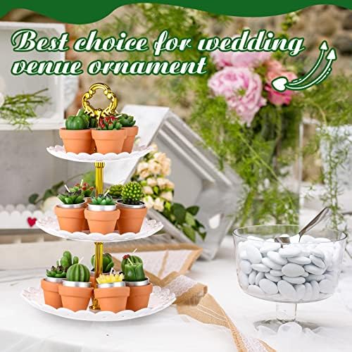 Lounsweer 60 Pcs Succulent Tealight Candles Bulk Novelty Decorative Cactus Candles Wedding Baby Shower Wedding Gifts with Mini Clay Holders for Birthday Party Home Mexican Party Favors (Simple) - Image 4