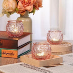 DARJEN 24 Pcs Pink Votive Candle Holders Round Glass Candle Holders Bulk - Image 5