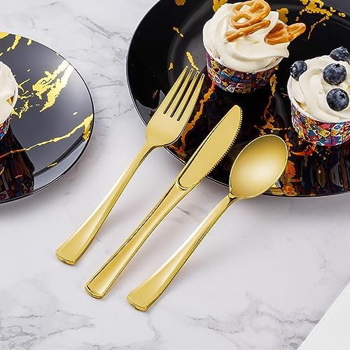 Goodluck 500PCS Gold Plastic Silverware, Gold Utensils Disposable, Plastic Cutlery Set of 200 Forks, 150 Spoons, 150 Knives for Wedding, Party, Birthday, Holidays - Image 5