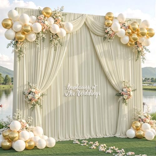40ft x 10ft Wrinkle Free Beige Wedding Backdrop Curtains for Party Bridal Shower Reception Decorations Beige Fabric Curtain Backdrops Drapes for Photography Baby Shower Birthday Background - Image 3