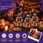 3 Tier Halloween Cupcake Stand with 12Pcs Cake Wrappers,12Pcs Cake Toppers - Image 3