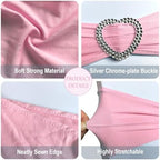 Pink Chair Sashes 60 Pack Spandex Pink Sashes for Chairs Stretch Chair Sashes Clearance with Heart Buckle Slider for Wedding Banquet Party Decorations - Image 3