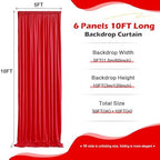 30ft x 10ft Wrinkle Free Red Backdrop Curtain for Parties, 6 Panels 5×10ft Silky Polyester Red Photo Backdrop Drapes Back Drop Cloth for Birthday Theme Party Wedding Photography Background - Image 2