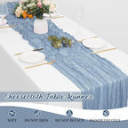 16 Pack Dusty Blue Cheesecloth Table Runners 20x120 Inch Gauze Table Runner Cheese Cloth 10FT Blue Table Runner Rustic Sheer Runner for Wedding Baby Shower Birthday Party Table Decor - Image 6