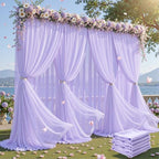 30ft×10ft Wrinkle Free Lavender Purple Backdrop Curtain Drapes, 6 Panels 5ftx10ft Sheer Tulle Chiffon Backdrop Panels Curtains for Wedding Baby Shower Birthday Party Stage Photo Home Decorations by Unknown