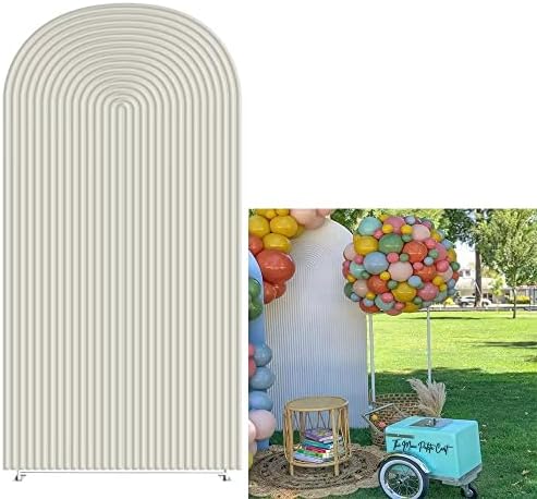 HUAYI Beige Ripples Pattern Arch Backdrop Cover for Birthday Party Wedding Baby Shower Decorations Chiara Backdrops Arched Wall Frame Stands Covers Props GP-455 3ft * 5ft by HUAYI