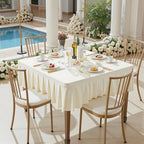 Wish Care 2 Pack Ivory Spandex Tablecloths for 48x48 Inch Square Tables, Stretch Fitted Table Clothes with Pleated Ruffle Skirt for 48” Table, Wrinkle Free and Elastic, for Party Kitchen Home Dining - Image 5