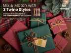 Vitalizart Burgundy Textured Wrapping Paper Set 30" Twine Ribbons & Tags - Image 6