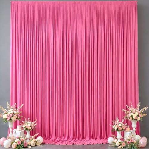 10x10FT Backdrop Curtains with Rod Pockets - Wrinkle Free Photo Stage Backdrop 2 Panels Curtains Drapes for Photography Wedding Party Baby Shower Decorations (Hot Pink) by Unknown