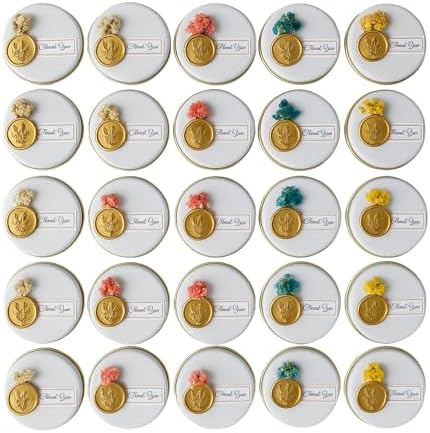 Elegant Soy Wax Candle Favors with Dried Flowers in Sealed Tin Box - Personalized for Weddings, Bridal Showers, Baby Showers, Birthdays (10-20-30-40-50-100 PCS in Bulk) by Unknown