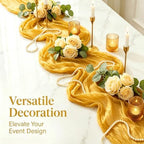 20 Pack Gold 17 x 108 Inch Cheesecloth Table Runner - Boho Gauze Sheer Fabric for Wedding Baby Shower Party Home Decor - Image 5