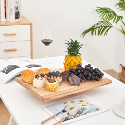 Rectangular Wood Cake Stand, Rustic Square Cake Dessert Display Platter, Tall Tierd Footed Cake Plate, Large Charcuterie Board, Wedding Birthday Party Holiday Christmas Essentials 17 x 11.8 x 2.8 Inch - Image 4