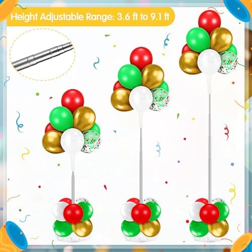 Kasyat 8 Sets 9.1ft Balloon Column Stand Kit for Floor Adjustable Balloon Pillars Arch Tower with Weight Base and 50 Rings Metal Backdrop Stands for Baby Shower Party - Image 6