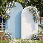 2 Set Wedding Arch Cover Blue White Ripple & Solid Stretchy Backdrop Cover - Image 5
