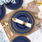 Hioasis 350 Pcs Blue and Gold Plastic Plates for Wedding & Party - Image 3