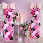 2 Set Adjustable Mouse Theme Birthday Balloon Column Stand Kit Polka Dot Pink Black White Balloons Arch Garland for Christmas Baby Shower Girl Birthday Party Decorations Supplies - Image 5