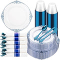 Hioasis 175 Pcs Clear Blue Plates for Graduation by Hioasis