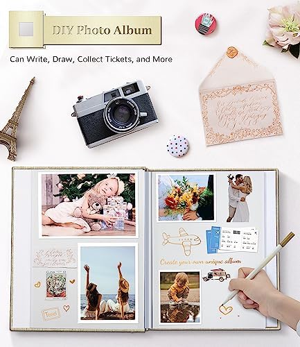 Artfeel Photo Album Self Adhesive Scrapbook Album for 3x5 4x6 5x7 8x10 Pictures,60 Pages Linen Cover with Display Window DIY Photo Book,Ideal Gifts for Family Travel Wedding Baby - Image 4
