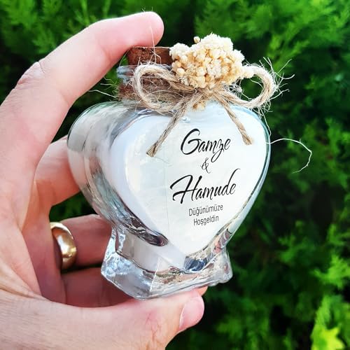 Wedding Favor Guest Bulk, Set of Heart Glass Candle Party with Custom Sticker and Dried Flowers Bridal Party, Baby Shower Gifts (White, Set of 30) - Image 5