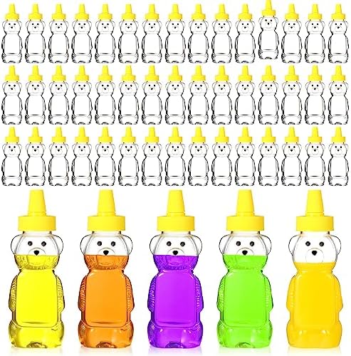 Roshtia 50 Pcs 5 oz Honey Bear Jar Bottles Plastic Empty Clear Cups by Roshtia