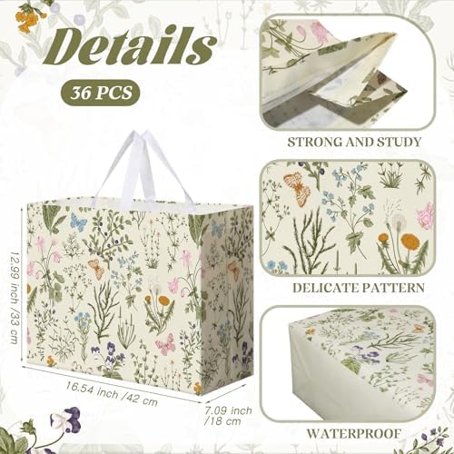 Landhoow 24 Pack Wildflower Gift Bags Floral Party Favor Totes, Wildflower - Image 2