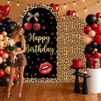 Serencatcher 7.2ft 6ft Cheetah Cherry Birthday Arch Backdrop Covers 2pcs - Image 4