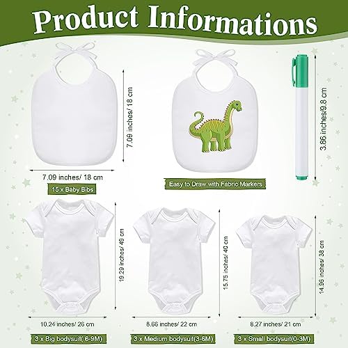 Roowest 35 Pcs Baby Shower Bibs Game with Bib Bodysuit Marker, Jungle - Image 3