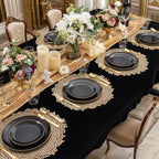 WDF 150PCS Black Plastic Plates - Black and Gold Plates Disposable - 25 Guest Disposable Dinnerware Sets for Party/Wedding/Halloween - Image 2