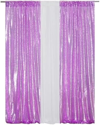 Eternal Beauty Lavender Sequin Backdrop Curtains, 4 Panels 2x8FT - Image 3