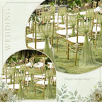 VitalCozy 50 Pack Sage Green Pearls Chair Sashes with Bows Wedding Decor - Image 6