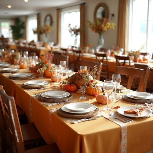 sancua 6 Pack Thanksgiving Tablecloth Rectangular 60x102 Inch Light Brown - Image 2